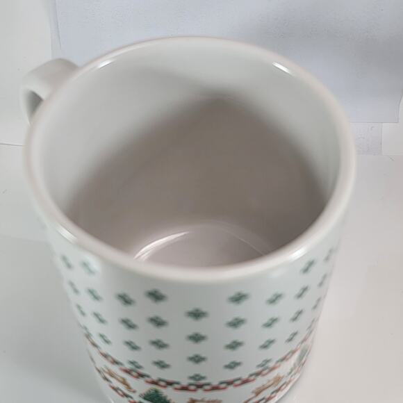 Vintage Christmas Mug Retro Reindeer Tree Print Holiday Coffee Cup - Picture 7 of 10